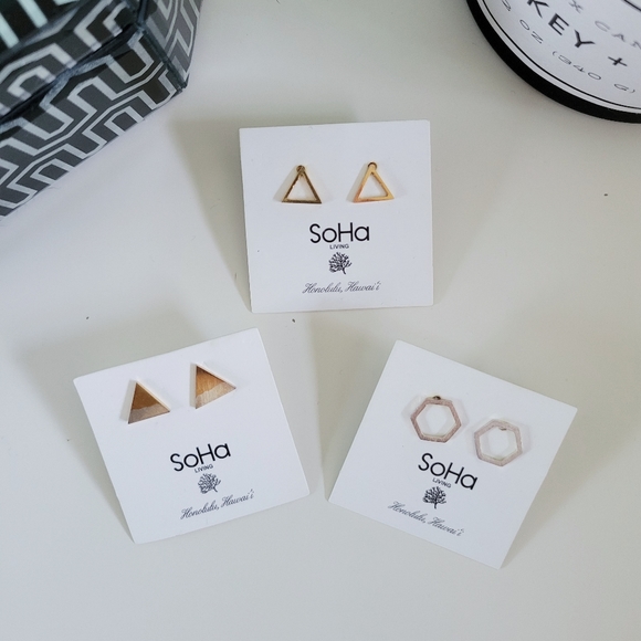 SoHa Living | Set of 3 Small Geometric Post Earrings - Picture 1 of 10